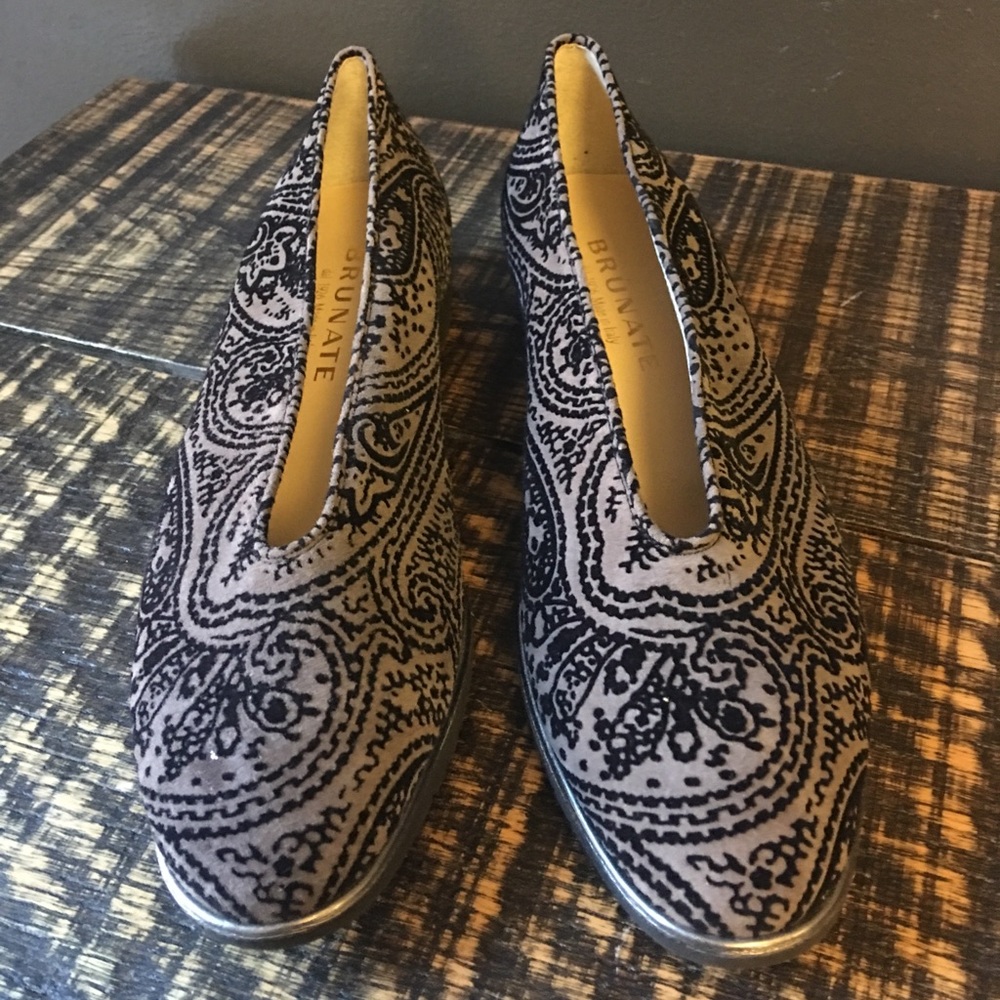 Brunate Black Paisley loafers suede size 41